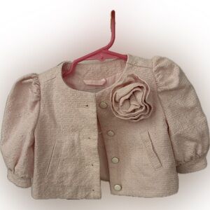 Janie and jack pink and silver sparkle tweed Jacket with Flower Accent